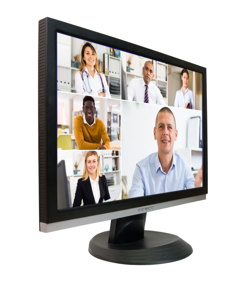Computer monitor with video conference with doctor