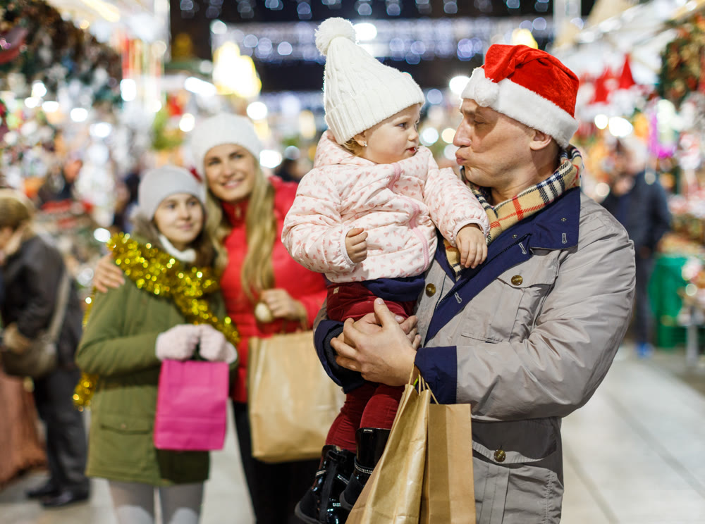 Parents and daughters at Christmas fair