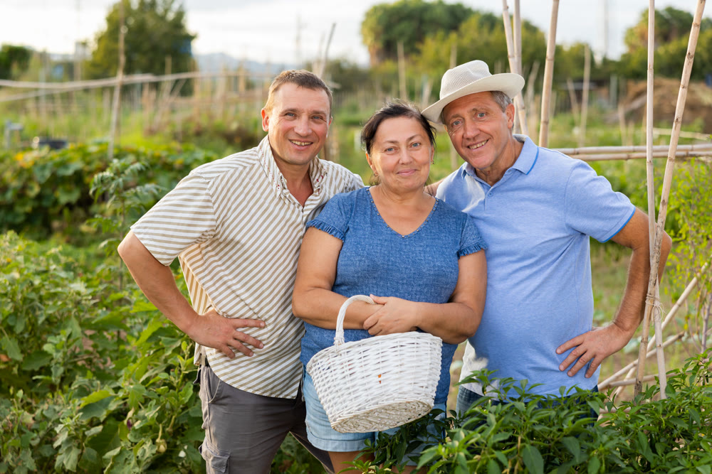 Group photo of family in garden