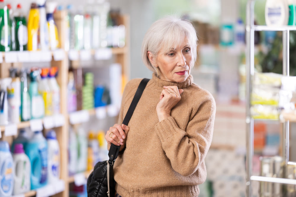 Mature woman choosing something in department store