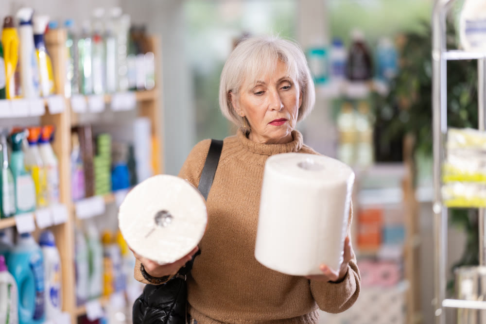 customer chooses large paper towels