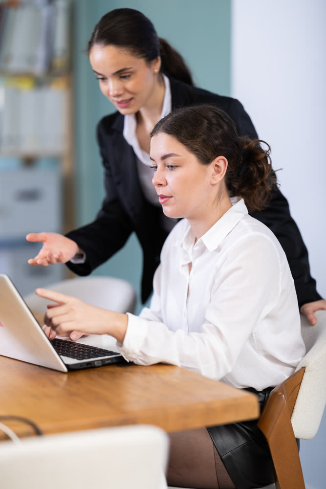 Women working together in a modern office
