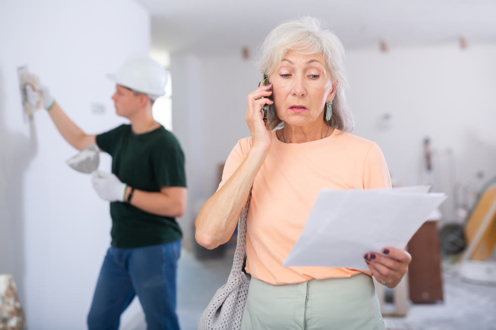 Woman dissatisfied with repair works calling contractor
