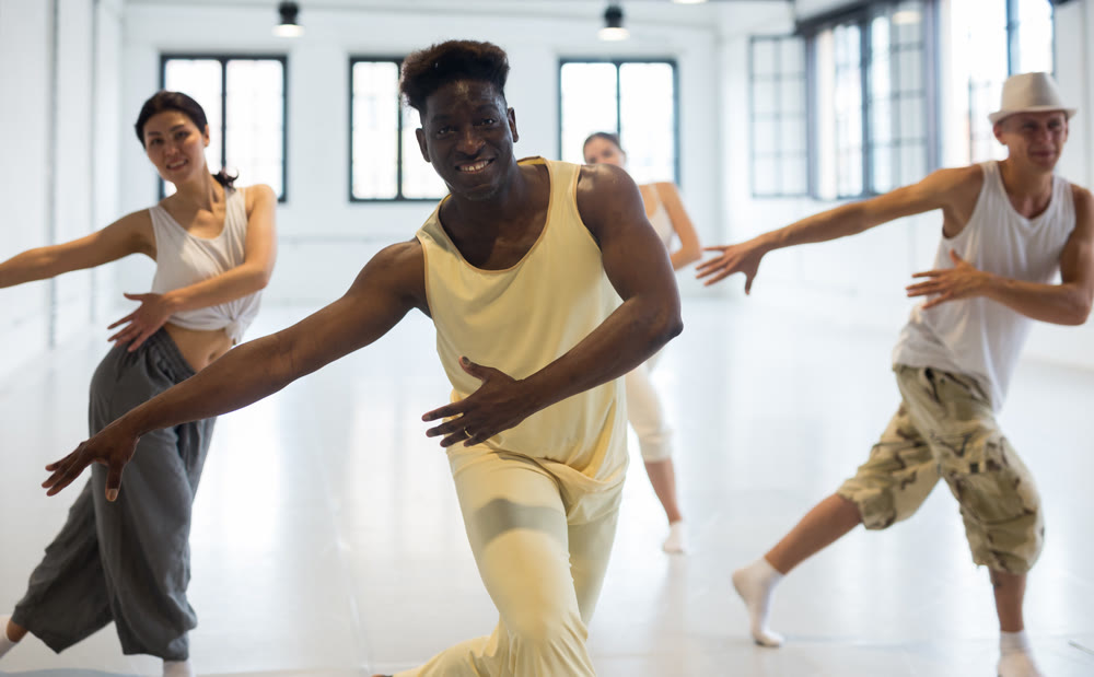 dancers training in a dance studio