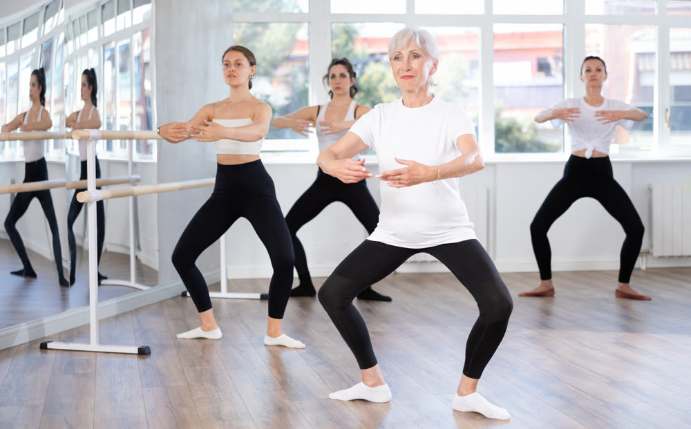 Group of women rehearsing ballet dance