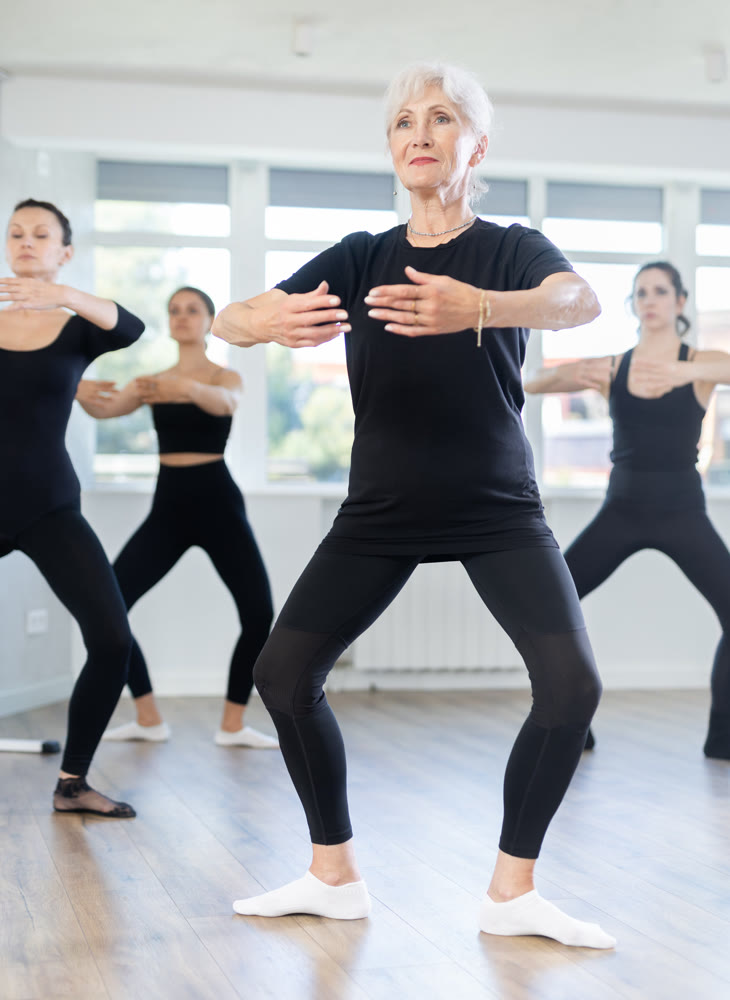 Group of women rehearsing ballet dance
