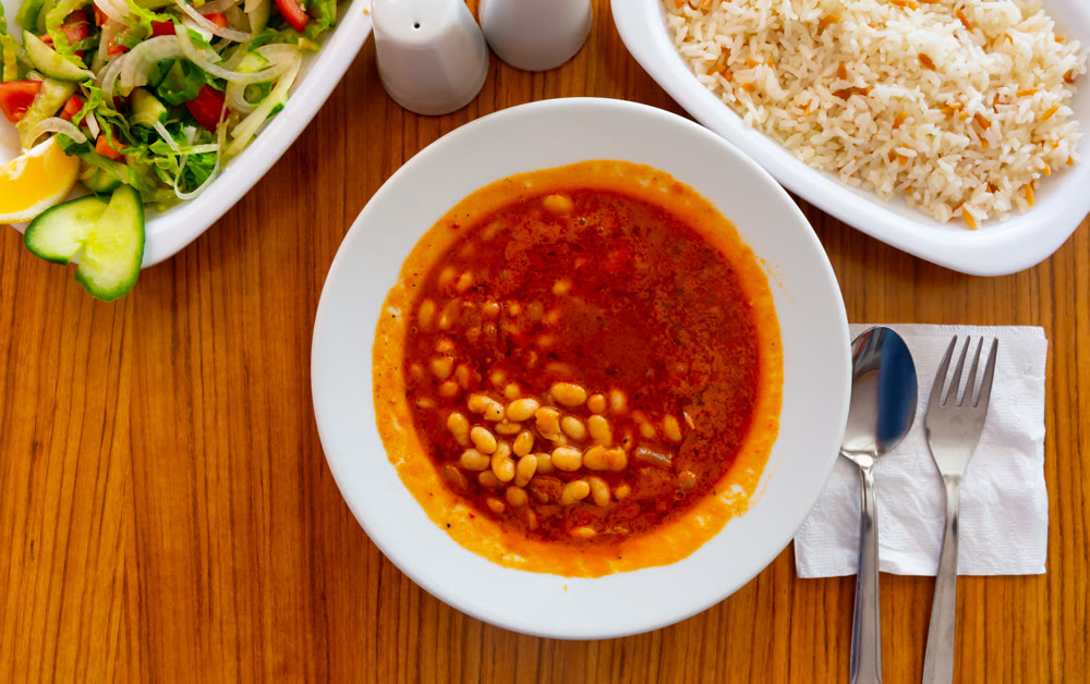 National dish of Turkey Kuru fasulye from stewed white beans