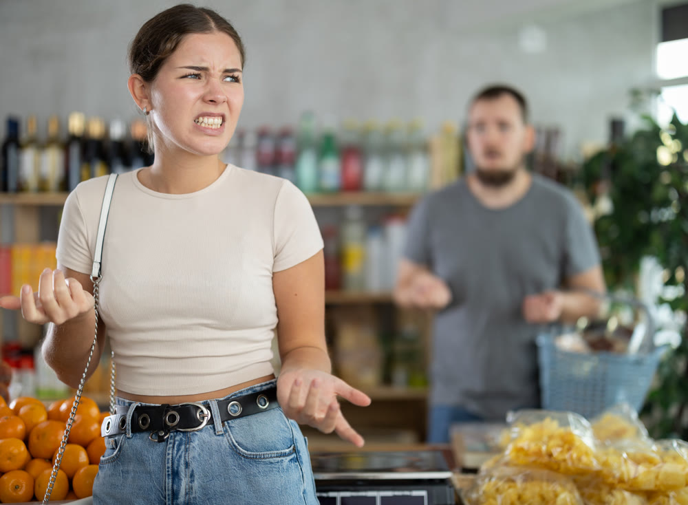 Woman was offended by her husband in a supermarket