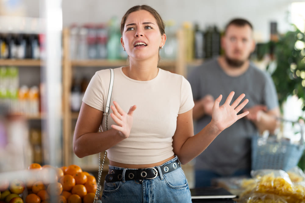 Woman was offended by her husband in a supermarket