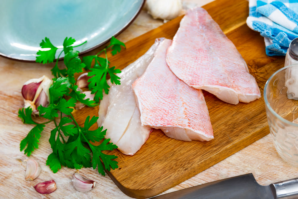Fresh raw fillet of sea bass
