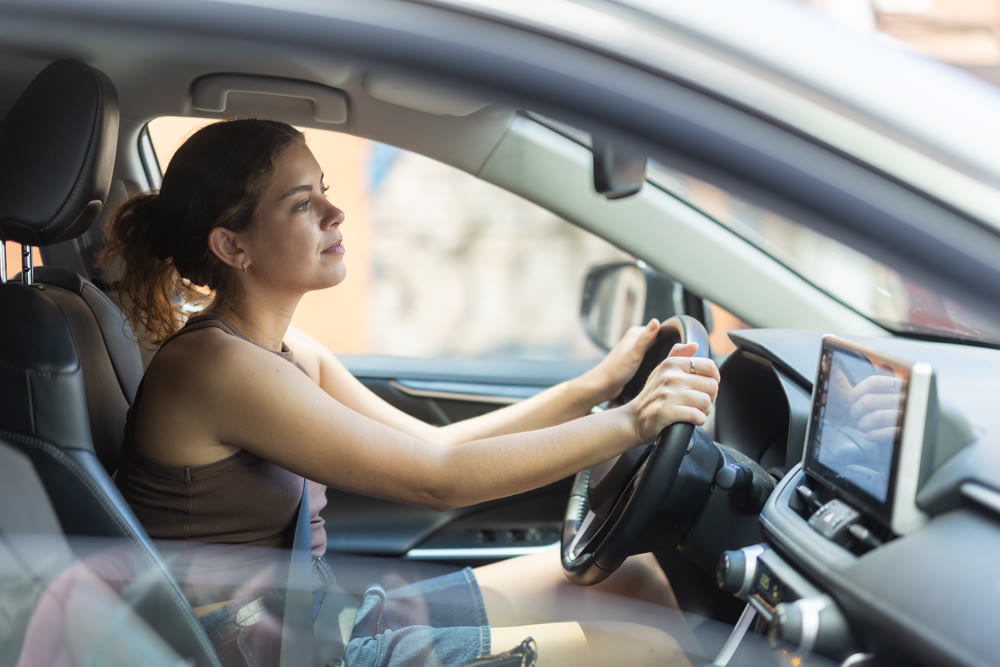Auto lady, woman drives car