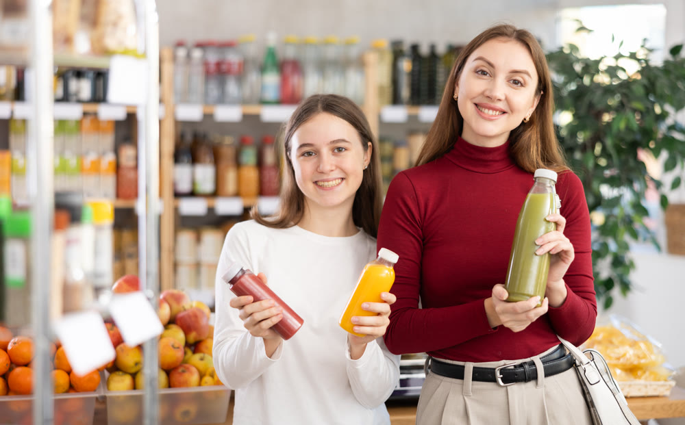 Mom and daughter choose smoothies