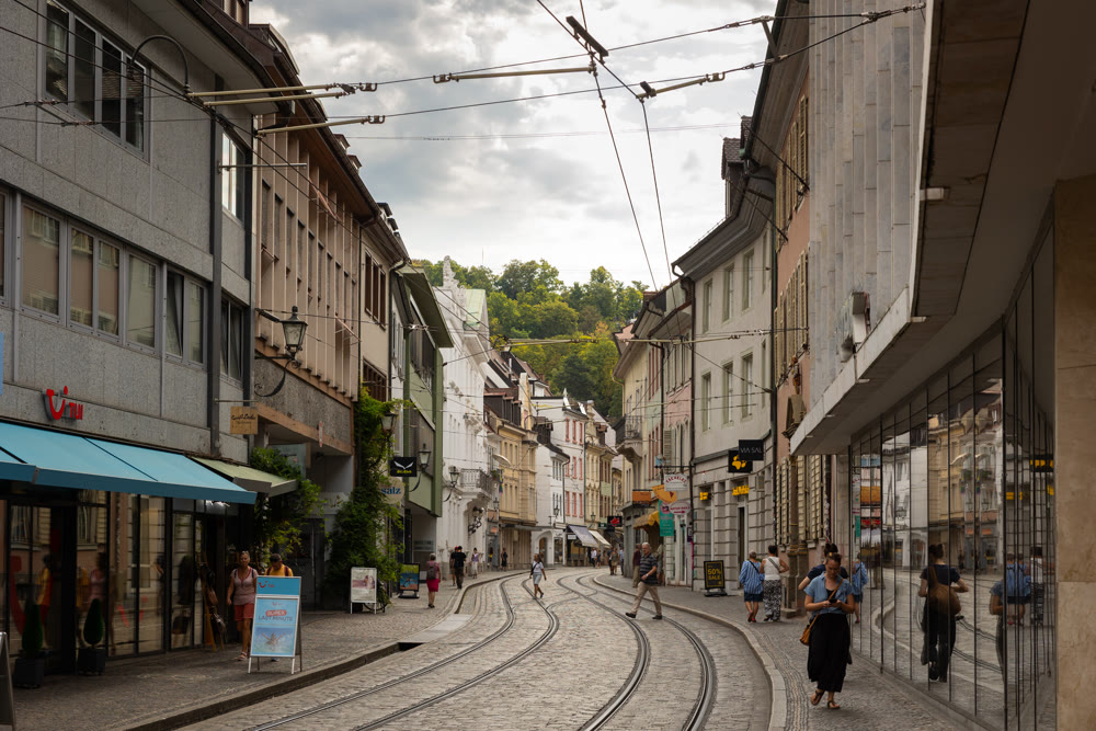 Winding pedestrian street, Germany, Freiburg im Breisgau