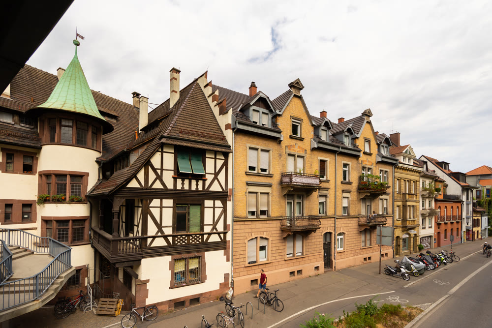 Winding pedestrian street, Germany, Freiburg im Breisgau