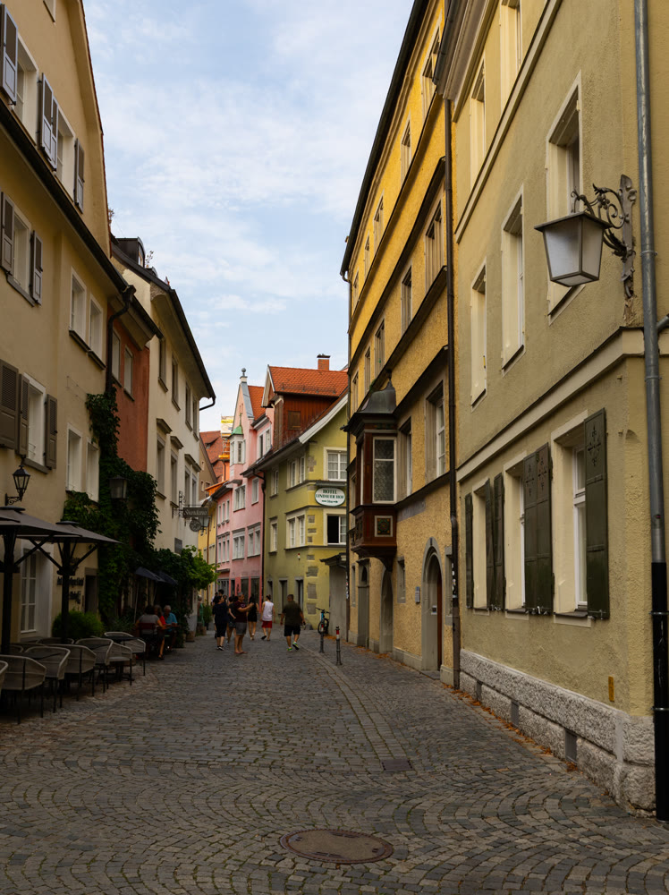 Small alleys between the streets of the historic city Lindau.