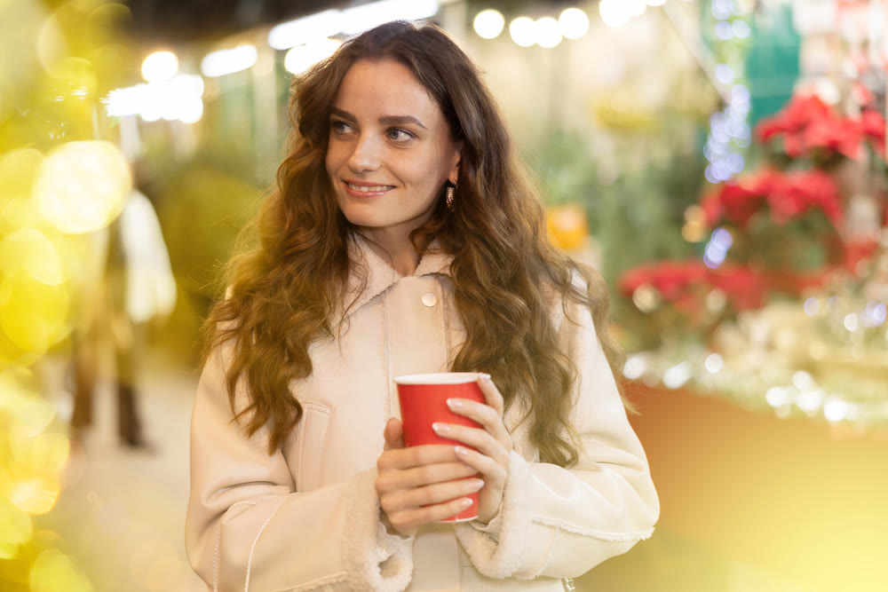 Woman at Christmas market