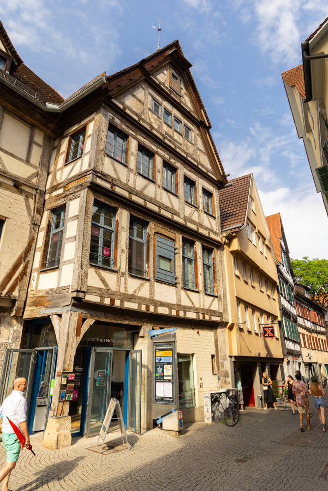 Tuebingen old town streets with half-timbered houses