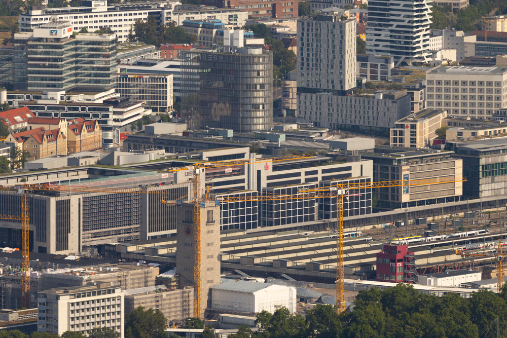 Aerial view of Stuttgart Hauptbahnhof main station