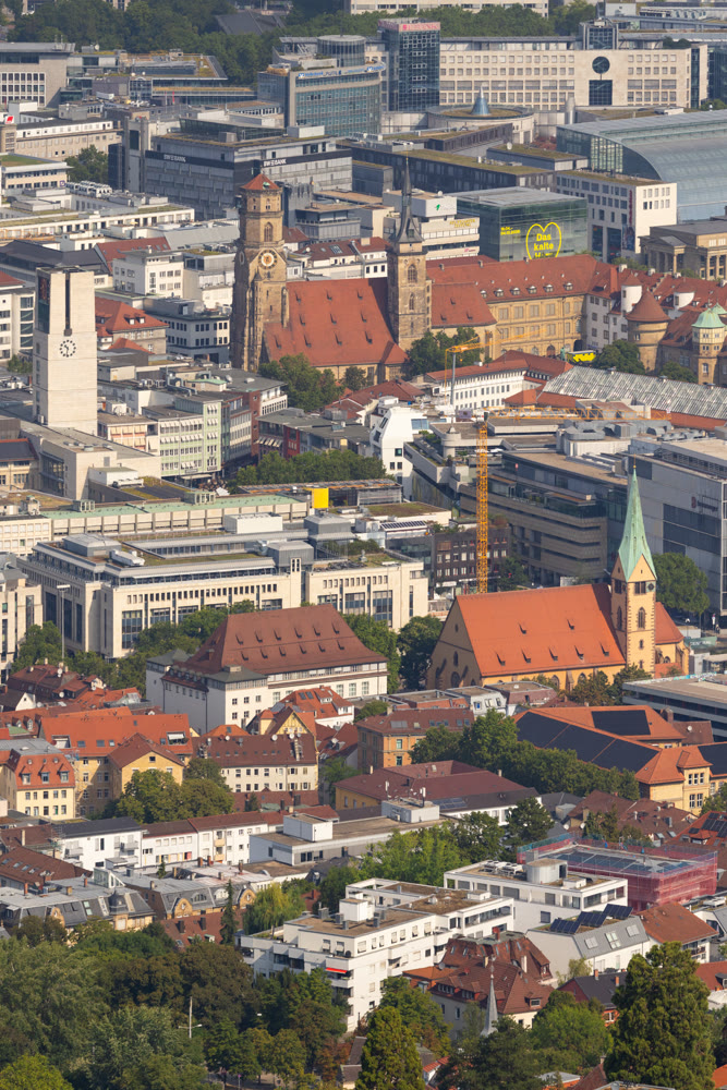 Central district of Stuttgart, top view
