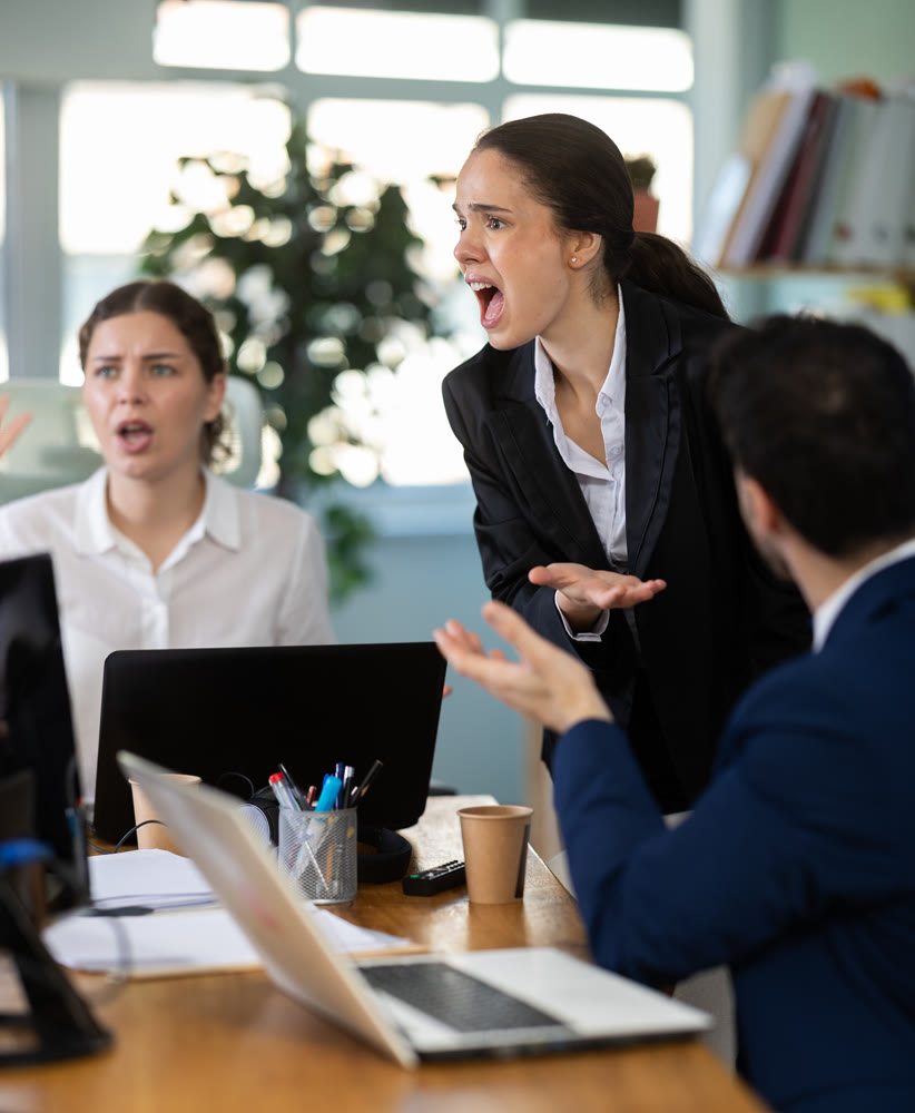 Team of employees got into an argument during an office meeting