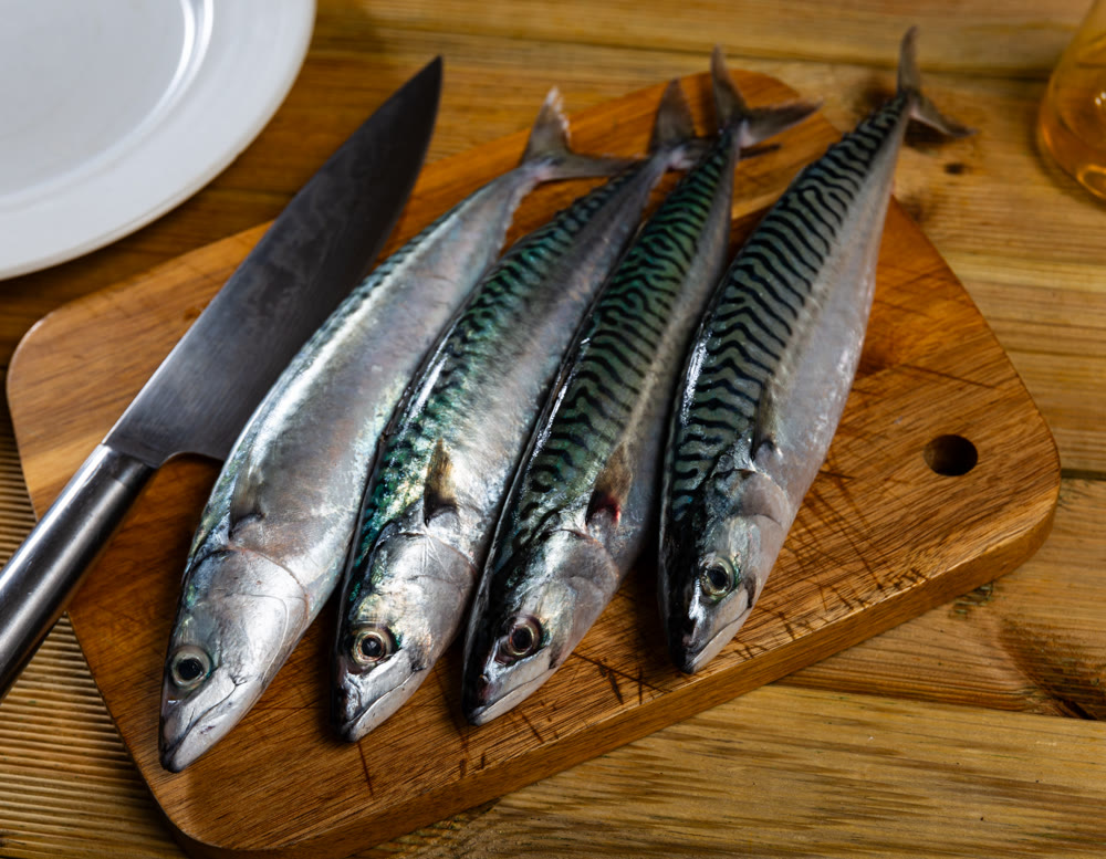 Sardines on plate served with parsley, ready to serve