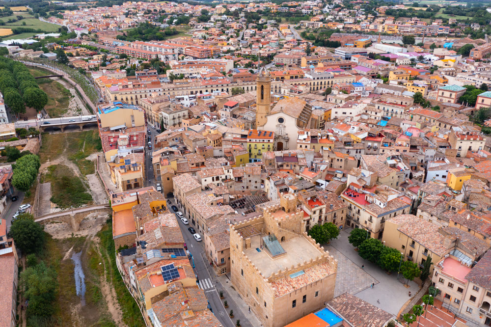 Drone view of the residential areas of La Bisbal d'Emporda