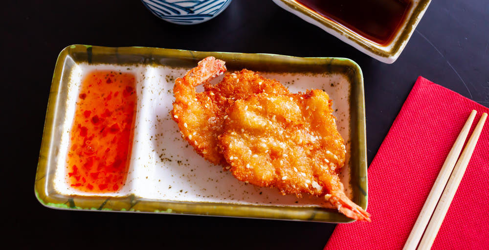 Appetizing fried shrimp