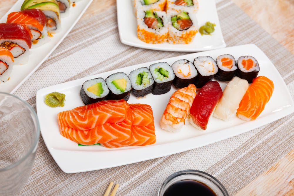Sushi set with maki rolls and nigiri