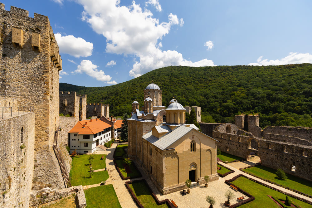 Central church building dedicated to Holly Trinity in Manasija Monastery, Serbia.