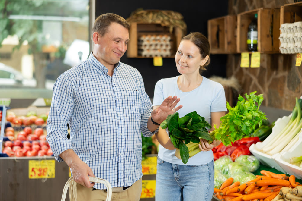 Husband refuses his wife to buy celery or salad at grocery store