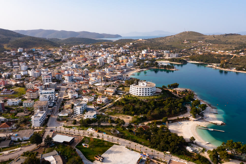 Aerial photo of Albanian village Ksamil