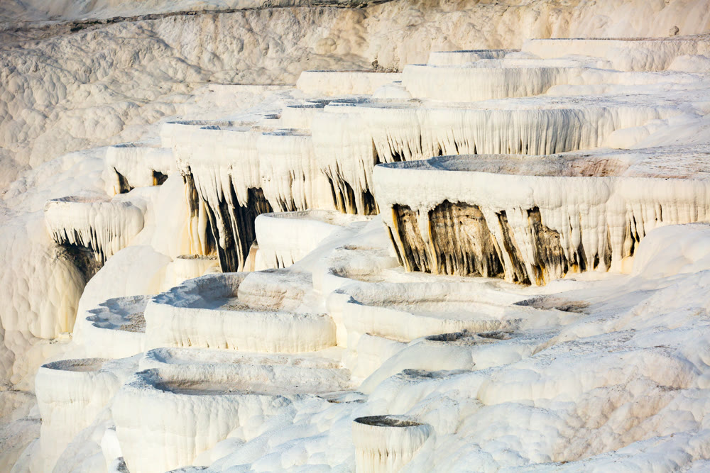 Travertines mountains of Pamukkale in Turkey.
