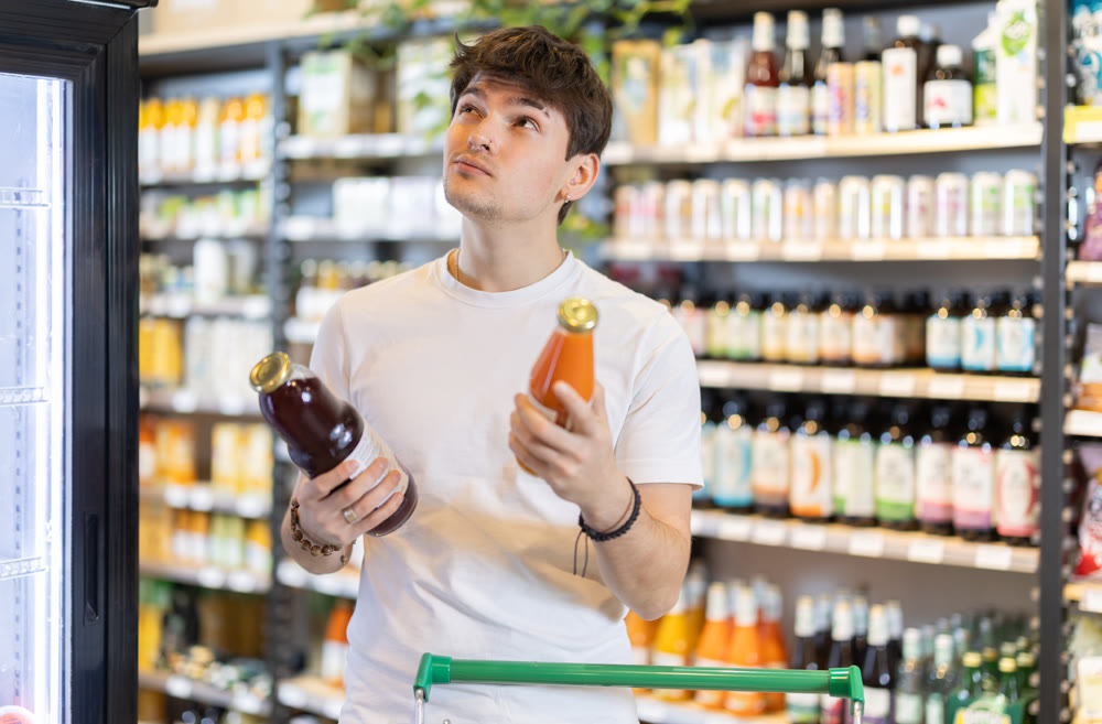 Guy chooses juice
