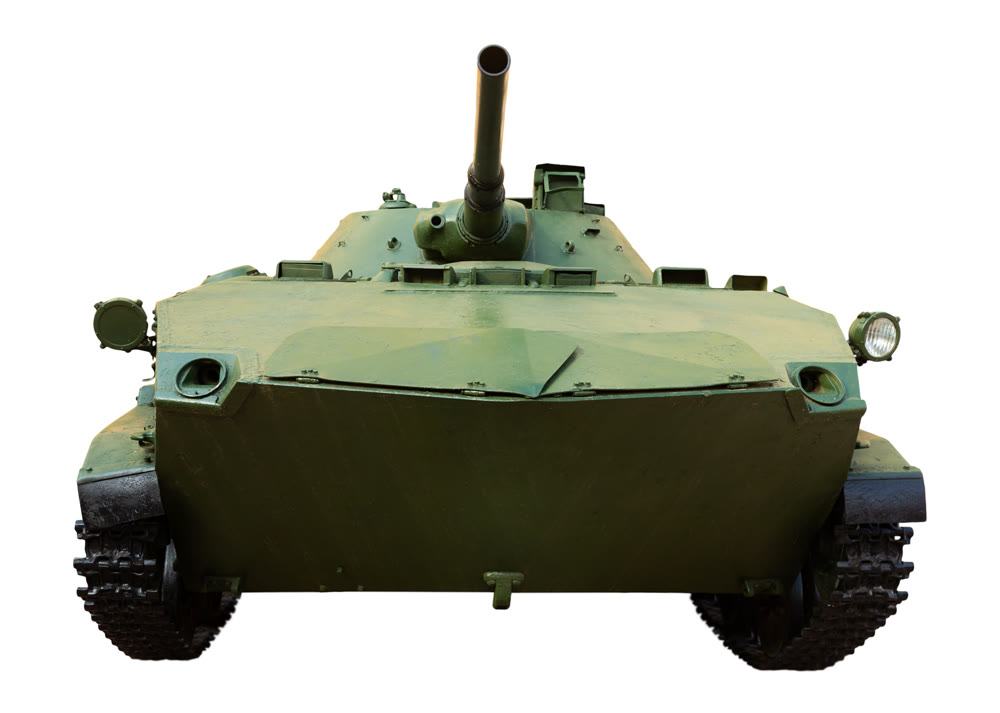 Soviet airborne combat vehicle BMD-1 isolated over white