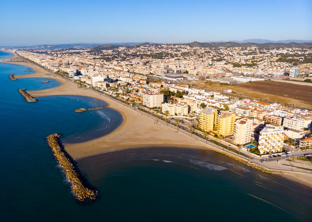Bird's eye view of beach in Cunit, Spain
