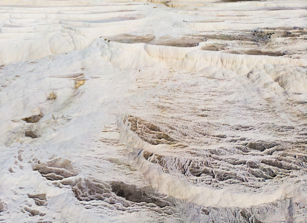 Carbonate travertines the natural pools during. Turkey