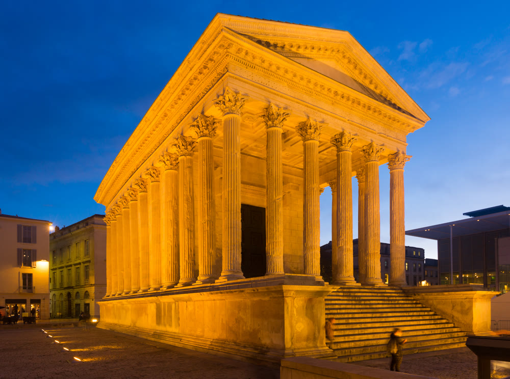 Maison Carree of Nimes at night
