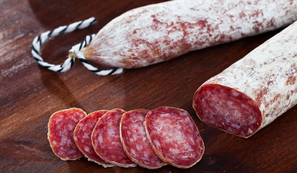 Catalan sausage Longaniza with sliced pieces