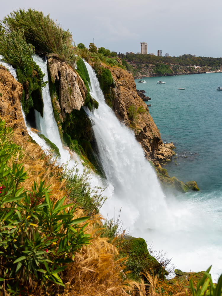 Lower Duden waterfall in Antalya, Turkey in beautiful summer day
