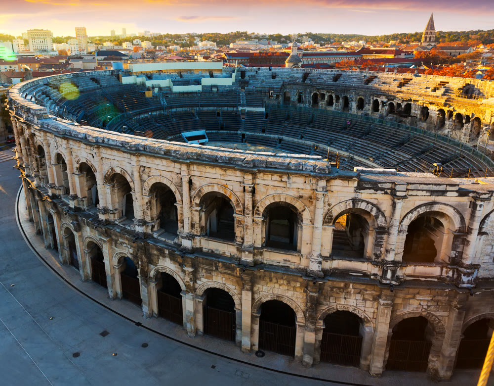 Picture of details ancient amphitheatre arena in Nimes