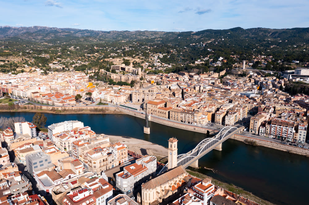 Bird's eye view of Tortosa city, Catalonia, Spain