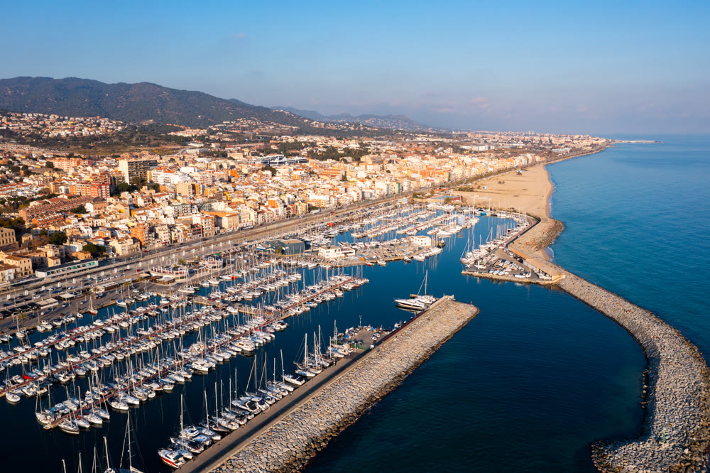 Bird's eye view of El Masnou, province of Barcelona, Catalonia, Spain