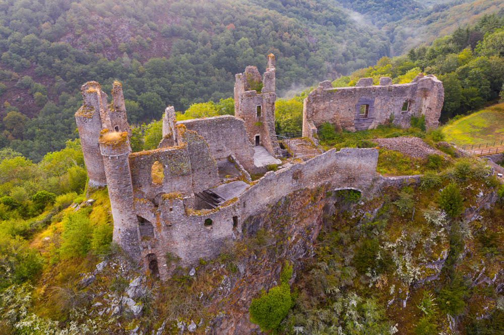 Scenic view of the ruin castle Chateau Rocher