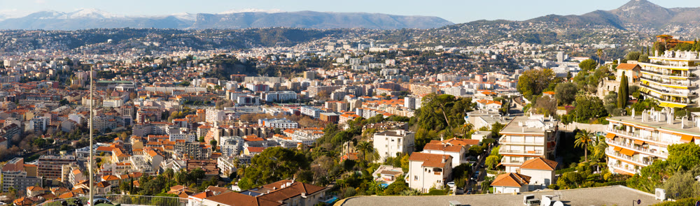 Panoramic view of Nice with apartment buildings